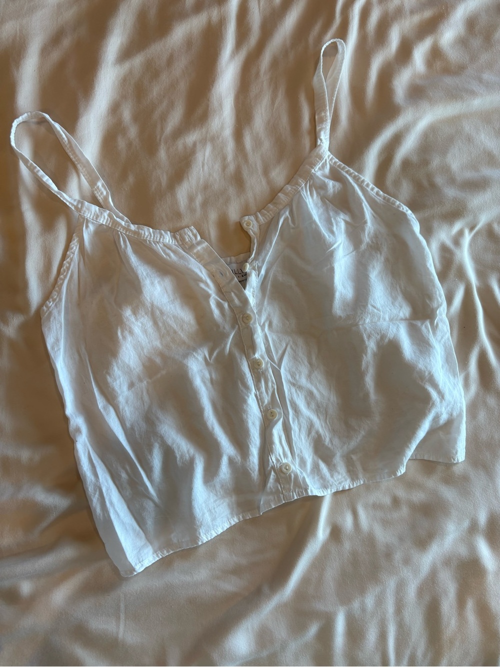 White Button-Front Spaghetti Strap Cami